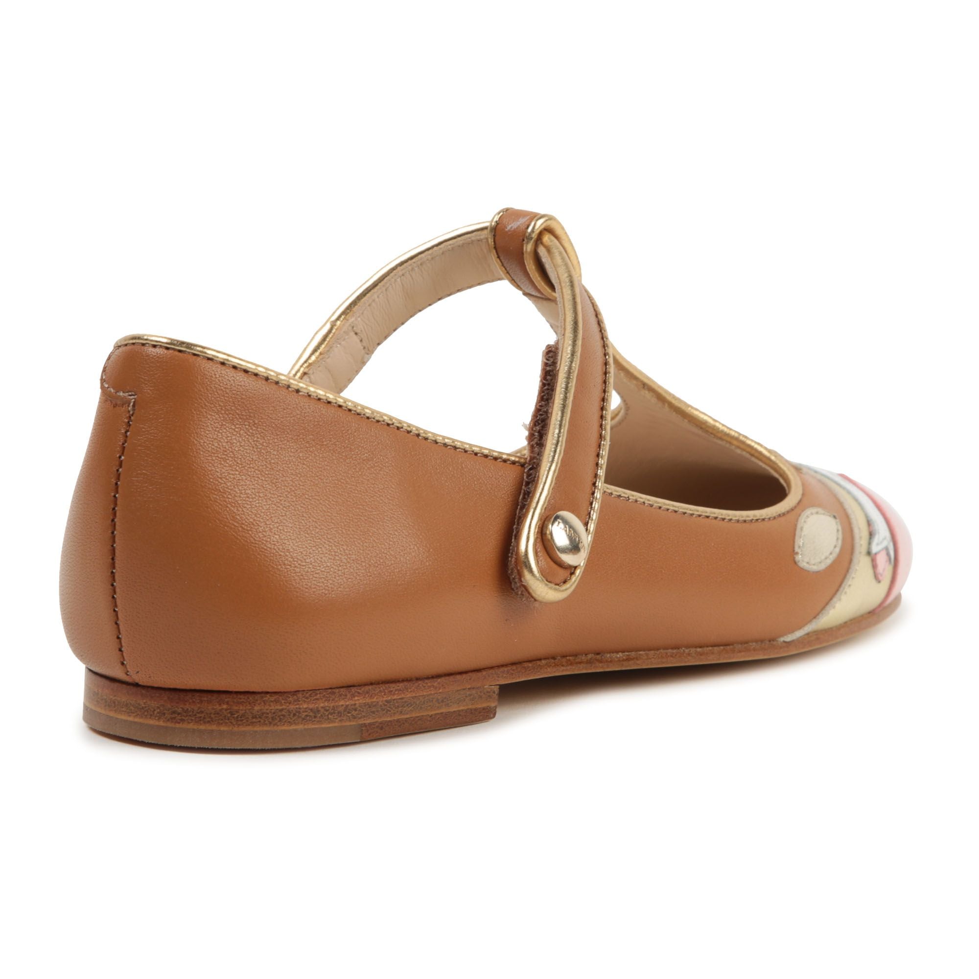 Mini-me leather ballerina pumps - Caramel