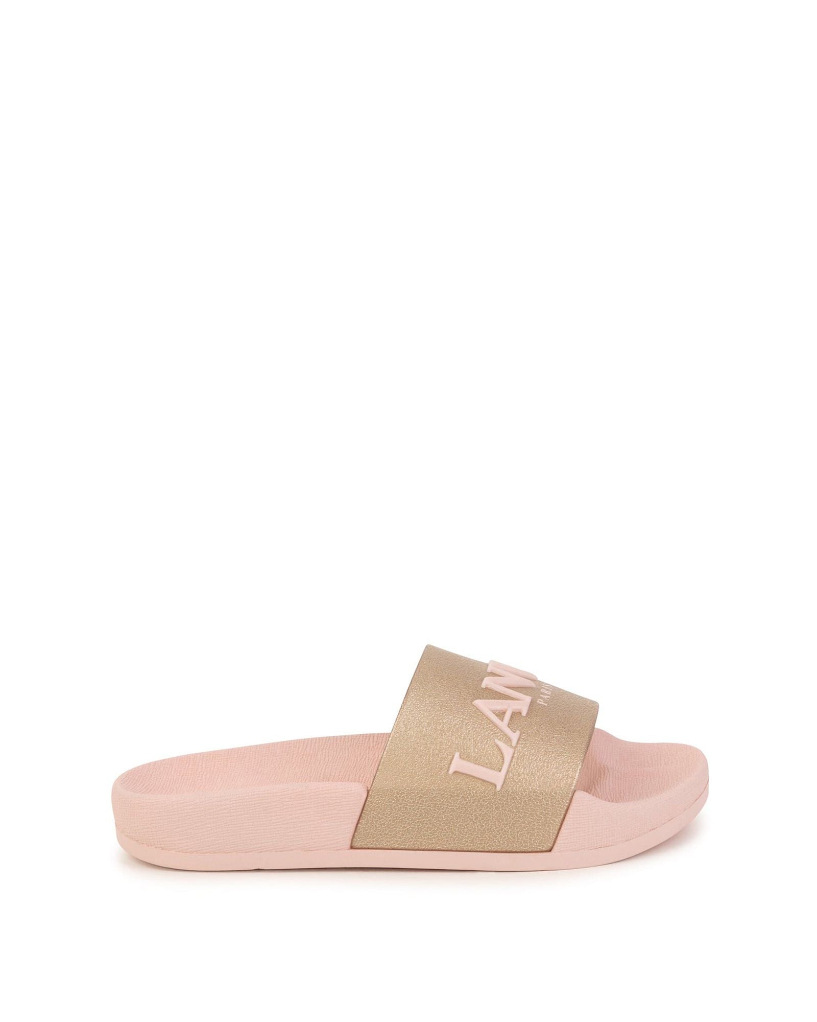 Bath mules with wide strap and logo - Frosted pink