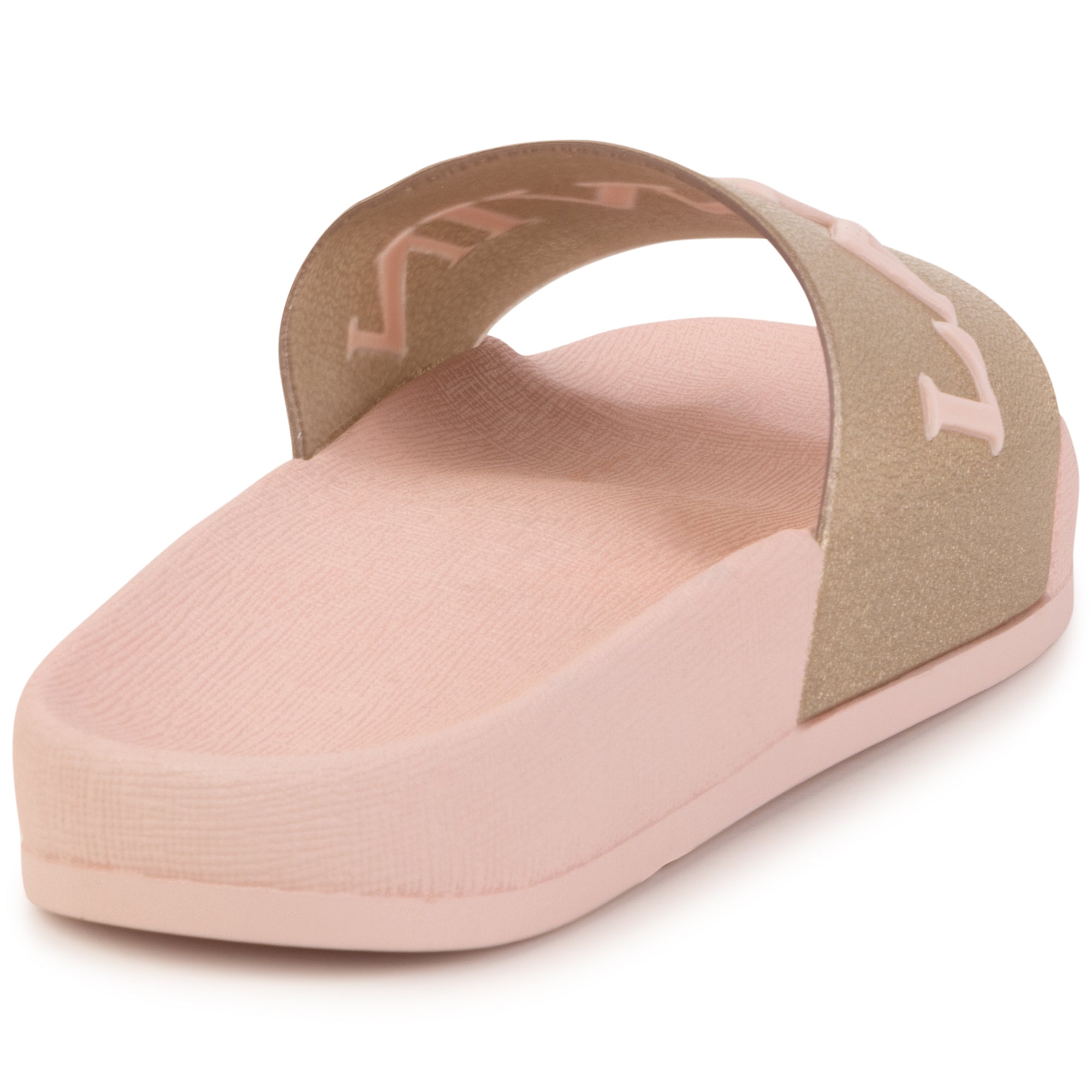 Bath mules with wide strap and logo - Frosted pink