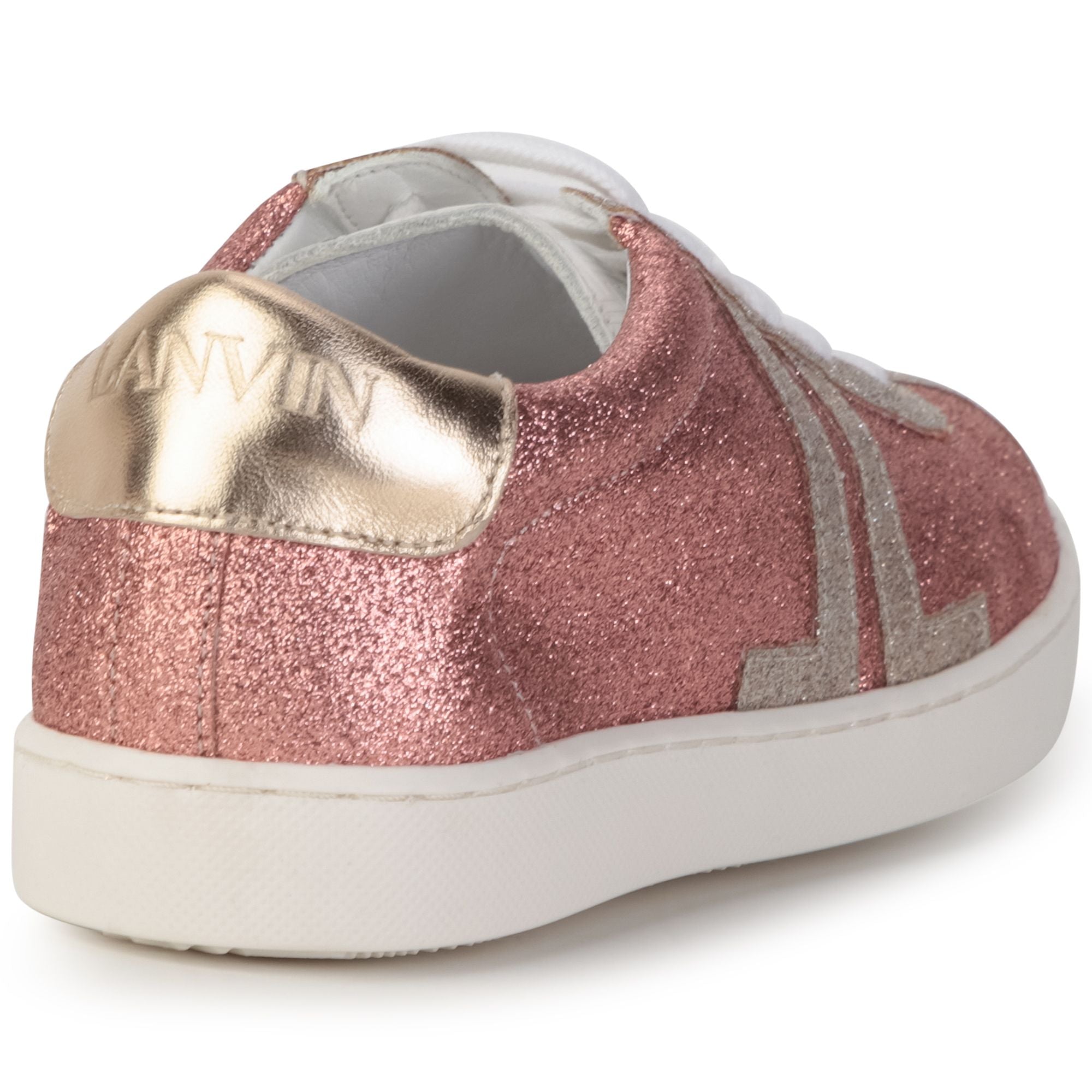 Glittery leather sneakers - Light gold