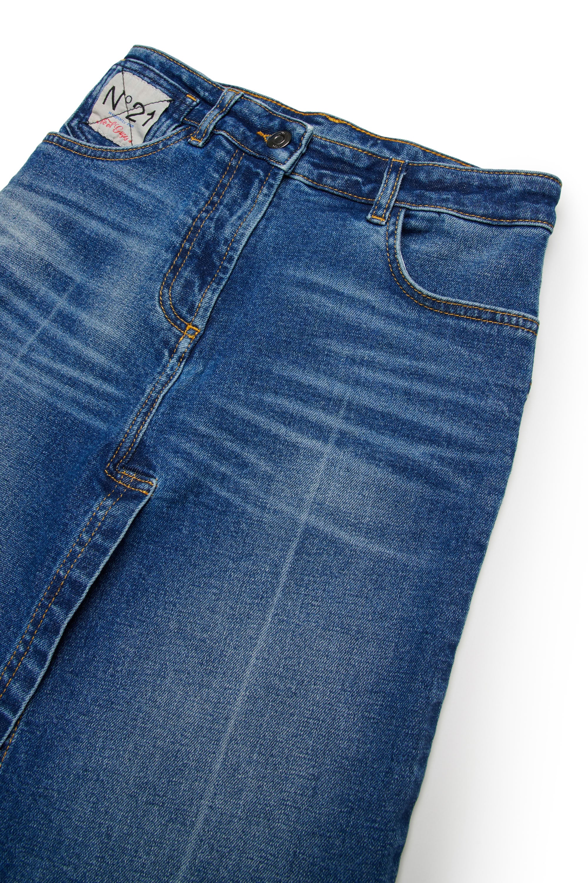 Washed denim skirt - Blue Denim