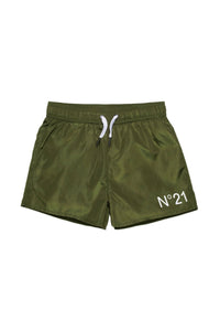 Short de bain à taille élastiquée - Army Green