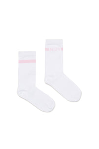 Chaussettes montantes à logo - White