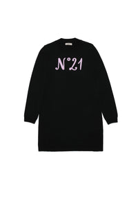 Robe avec logo en laine - Black