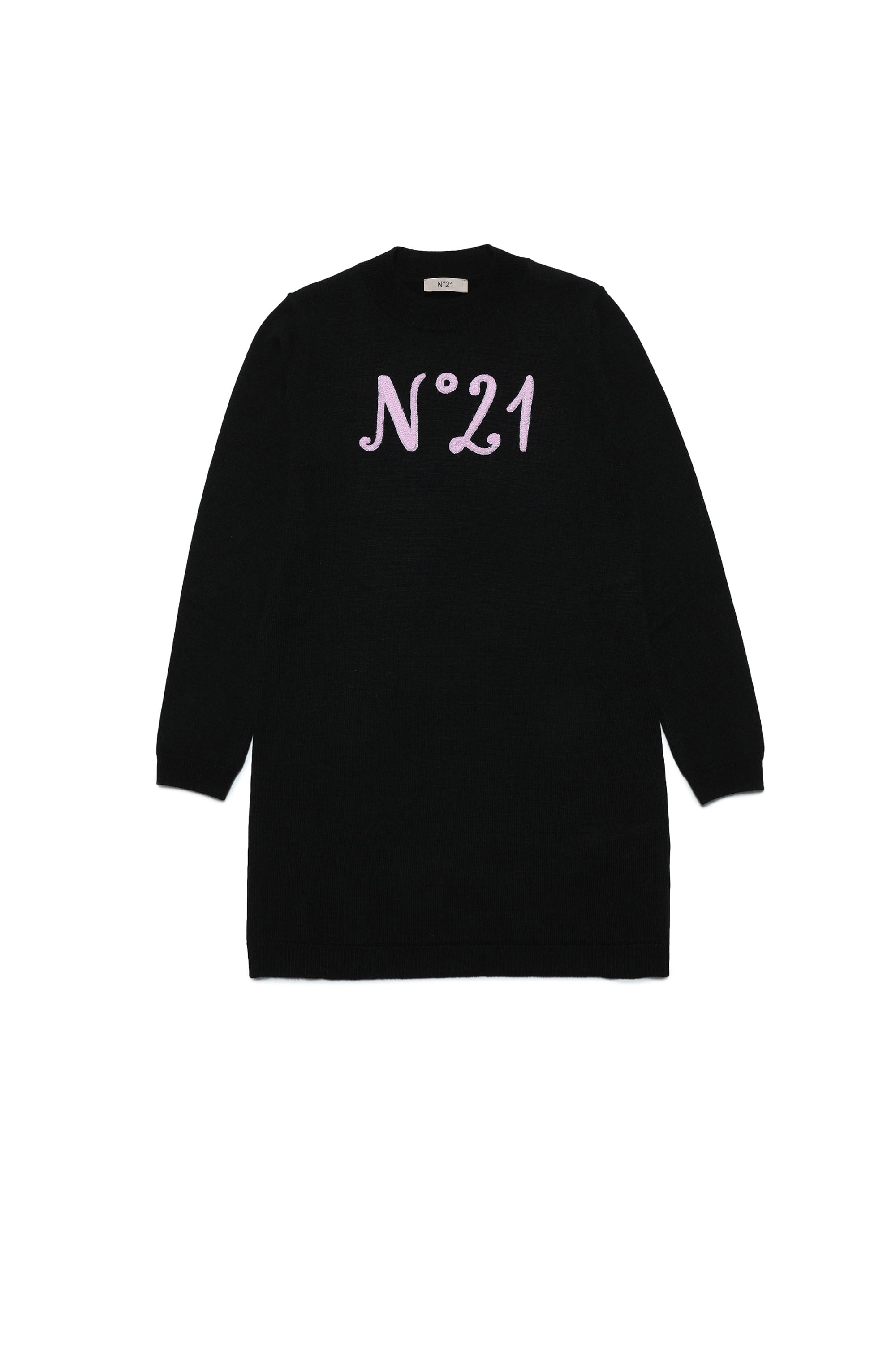 Robe avec logo en laine - Black