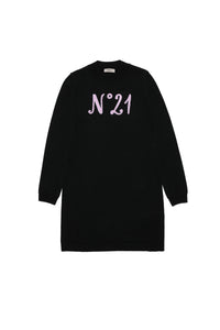 Dress with wool logo - Black