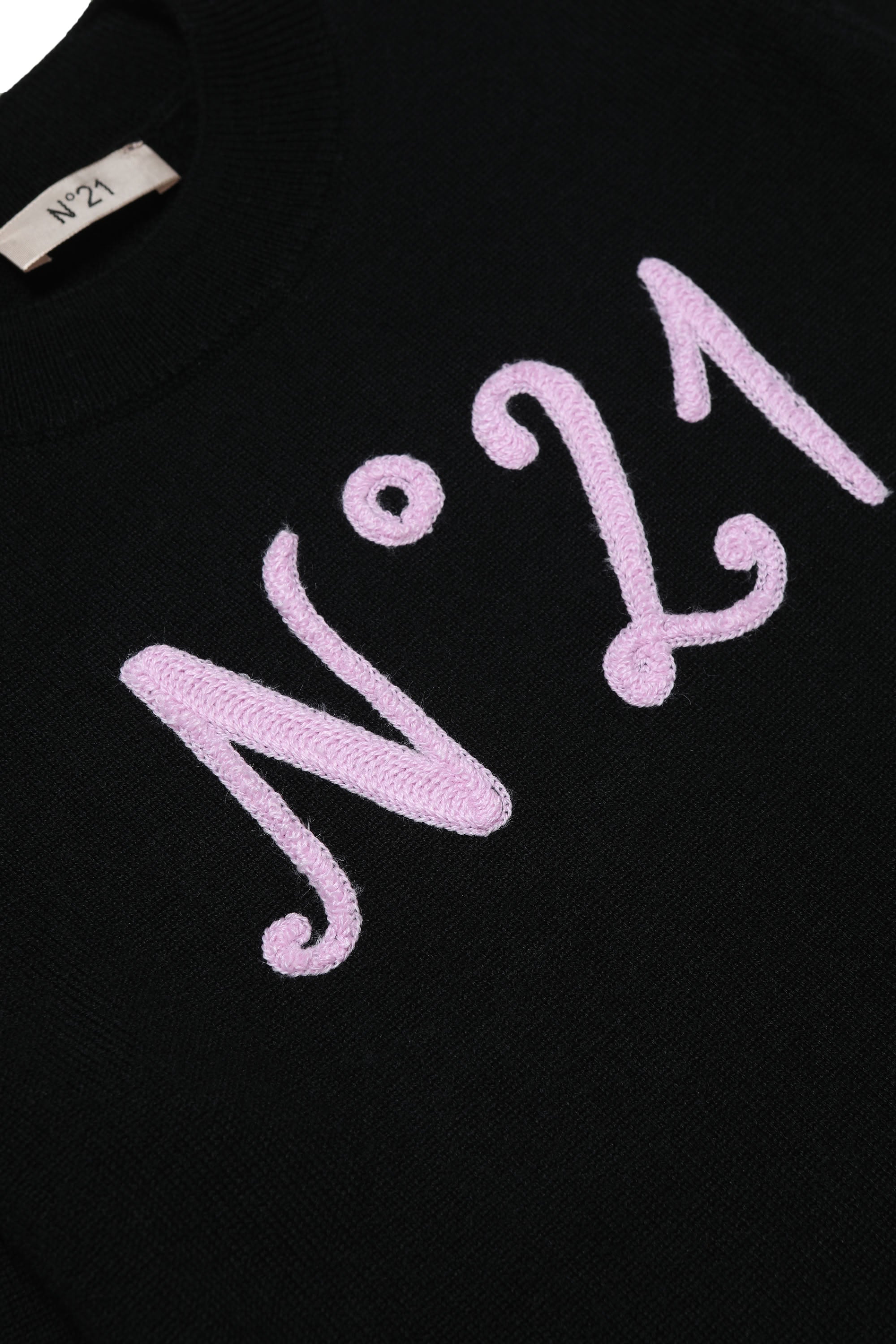 Robe avec logo en laine - Black