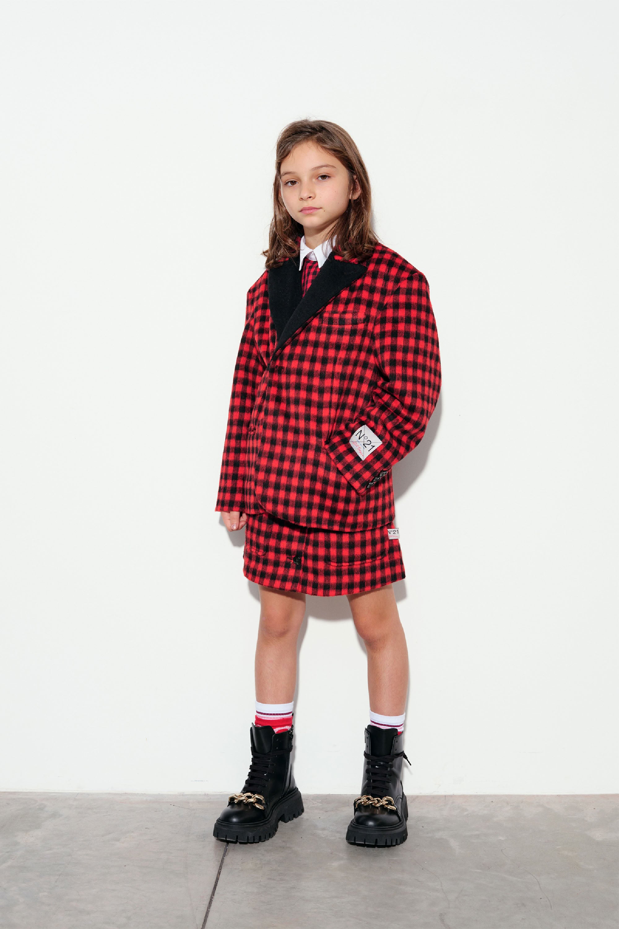 Check jacket - Tomato Red