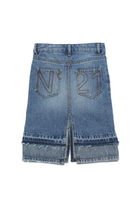 Jupe délavée en denim - Blue Denim