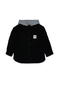 Buttoned hooded jacket - Black