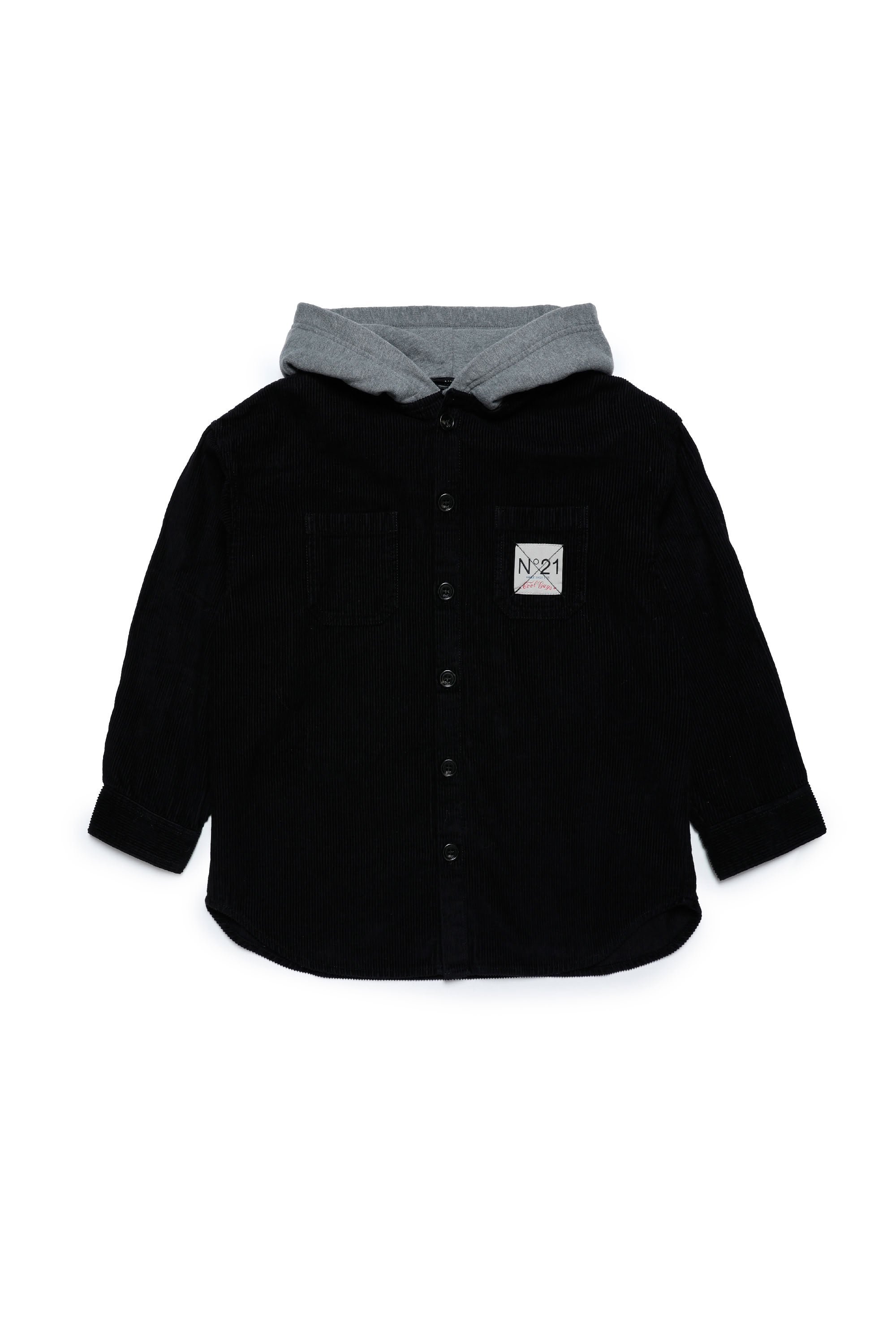 Buttoned hooded jacket - Black