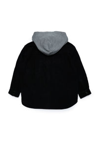 Buttoned hooded jacket - Black