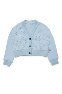 Sweatshirt à boutons avec strass - Light Sky Blue
