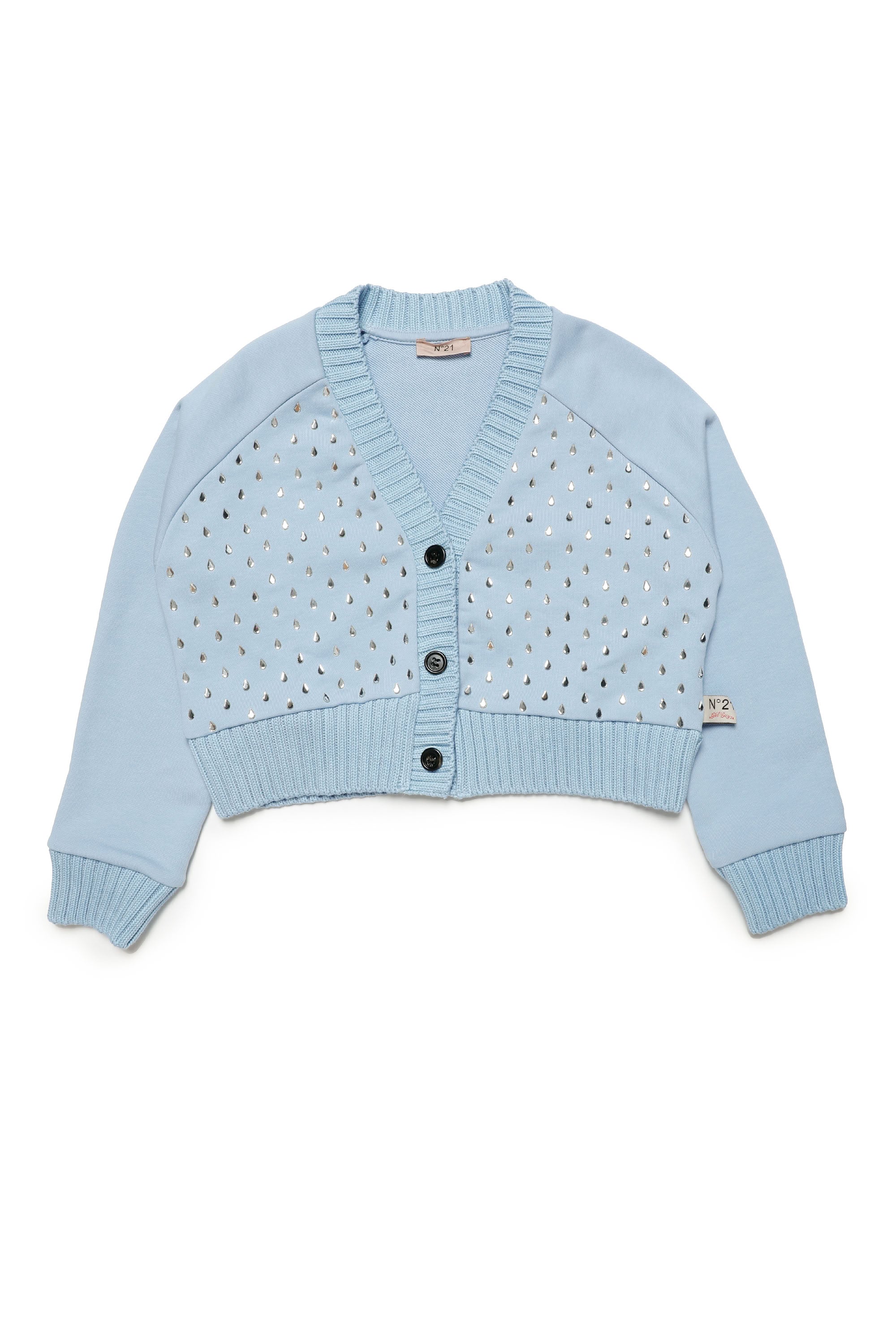 Sweatshirt à boutons avec strass - Light Sky Blue