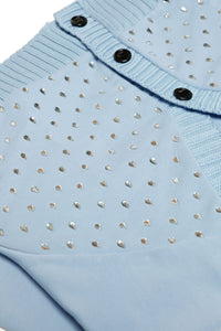 Sweatshirt à boutons avec strass - Light Sky Blue
