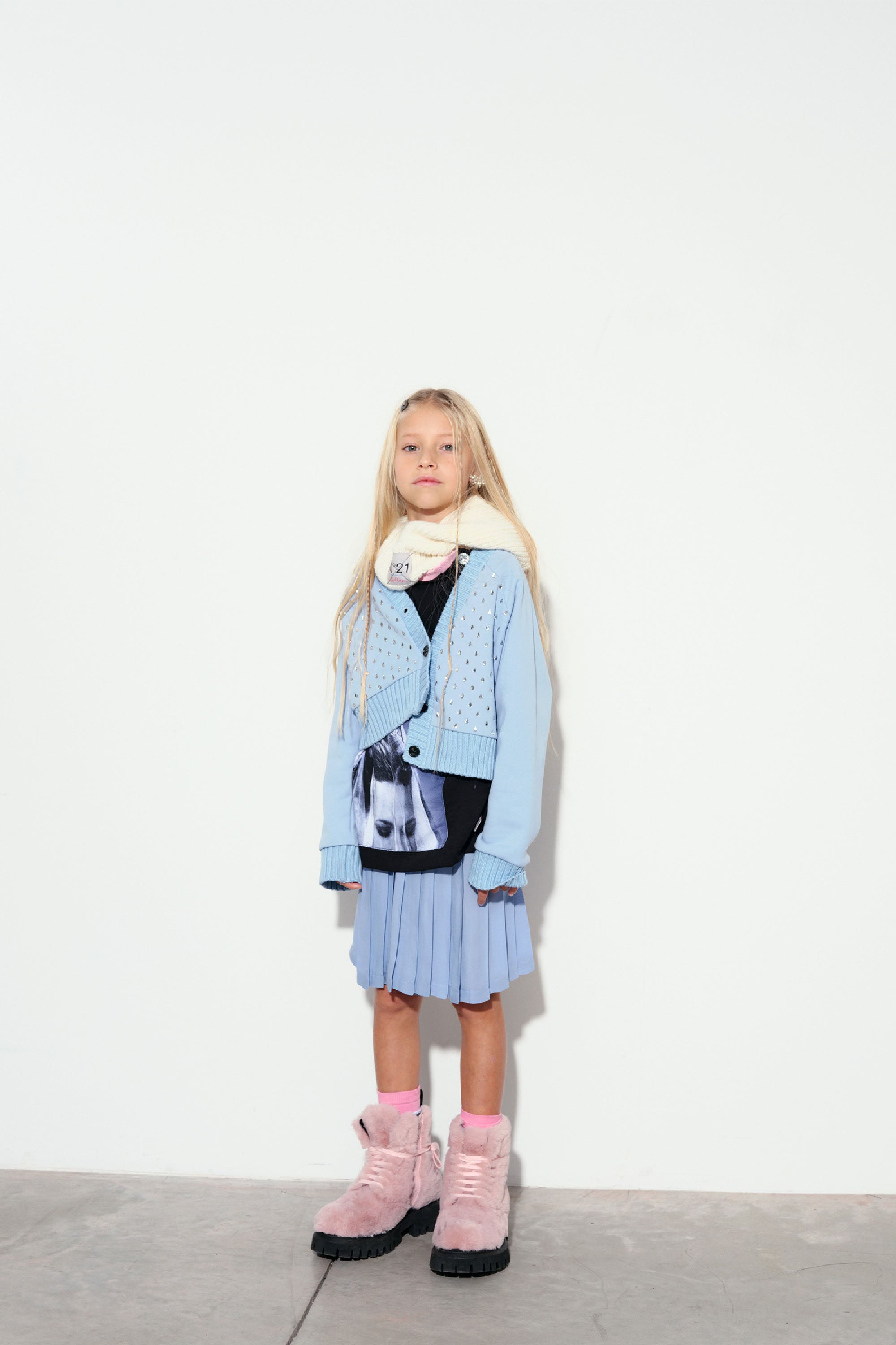 Sweatshirt à boutons avec strass - Light Sky Blue