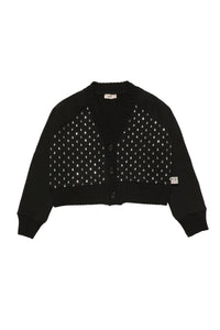 Sweatshirt à boutons avec strass - Black