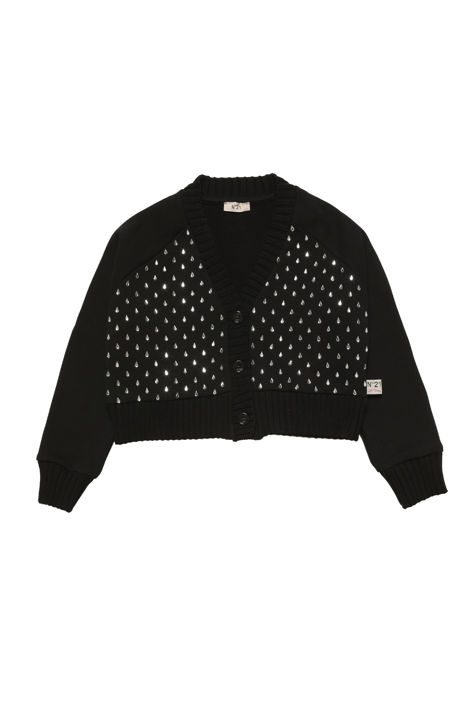 Sweatshirt à boutons avec strass - Black