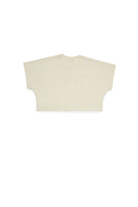 Cropped T-shirt with logo - Natural White
