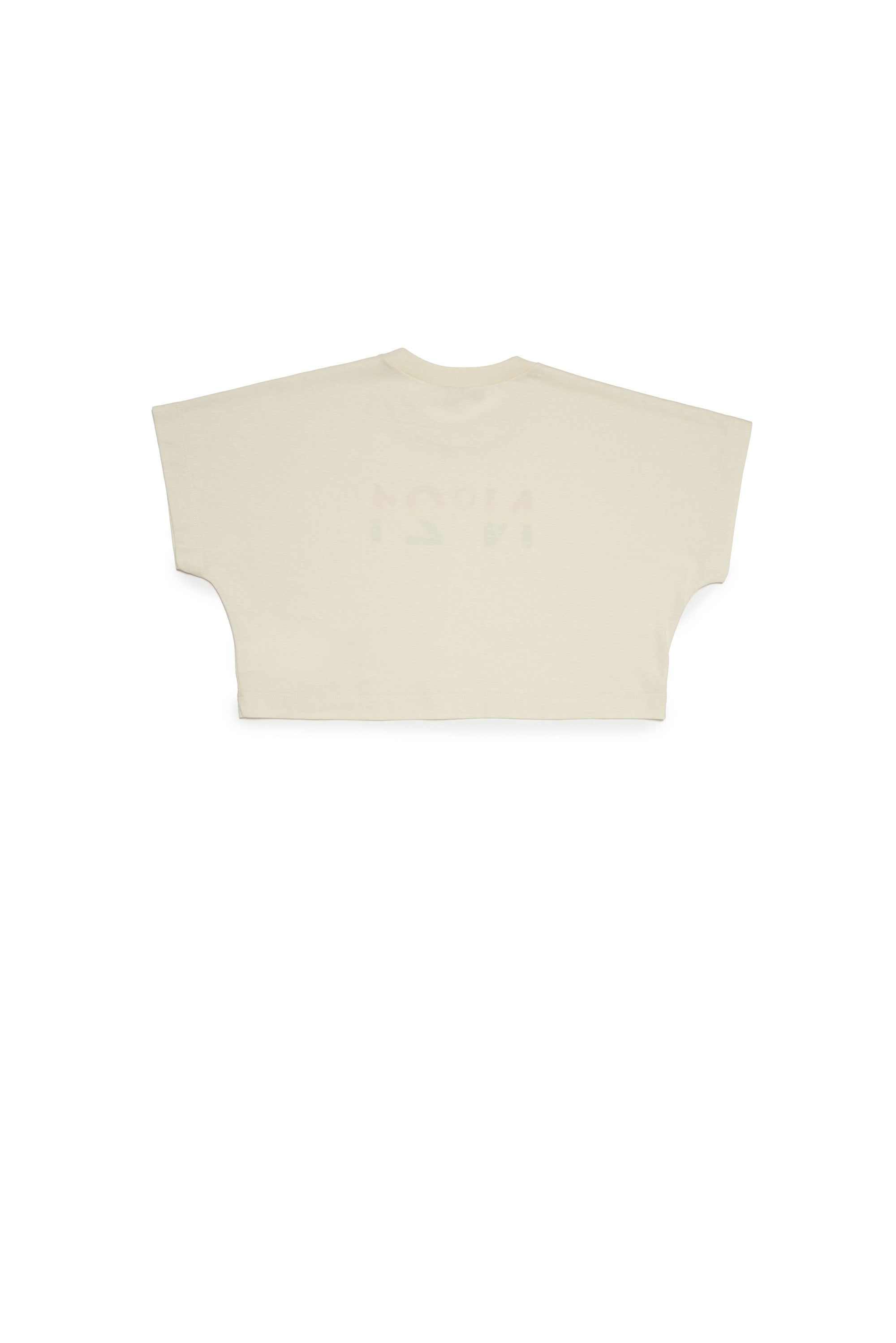 Cropped T-shirt with logo - Natural White