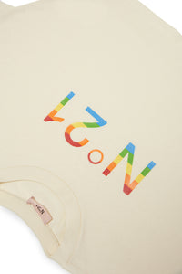 Cropped T-shirt with logo - Natural White