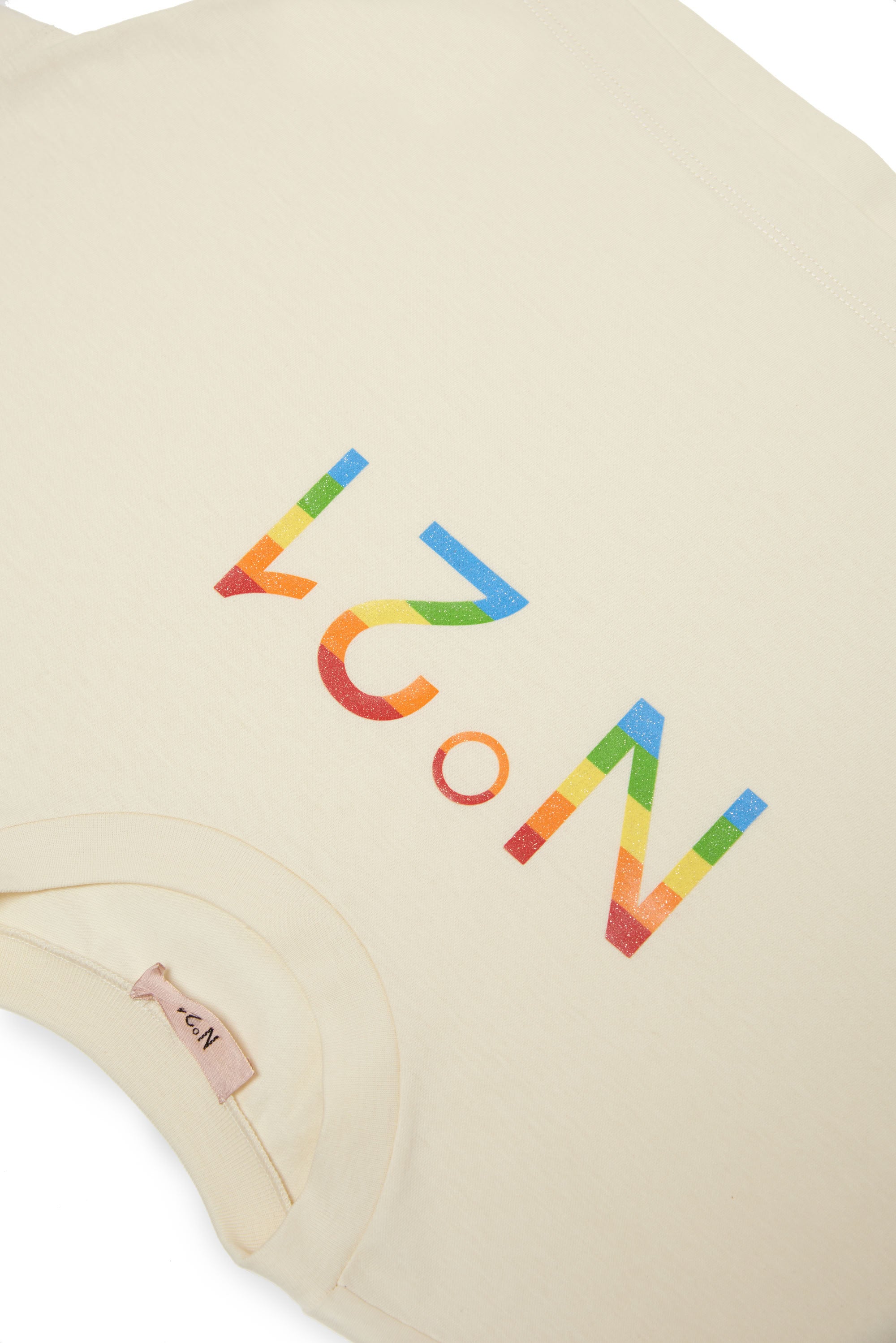 Cropped T-shirt with logo - Natural White
