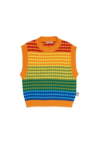 Pull sans manches à imprimé jacquard en maille - Multicolor Rainbow