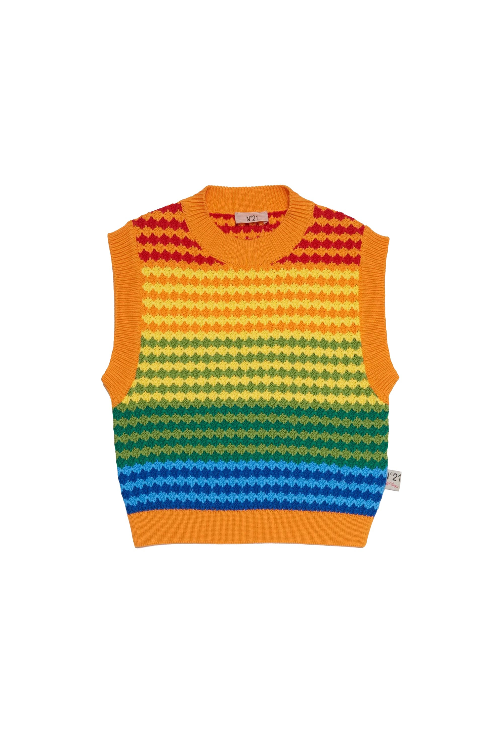 Pull sans manches à imprimé jacquard en maille - Multicolor Rainbow