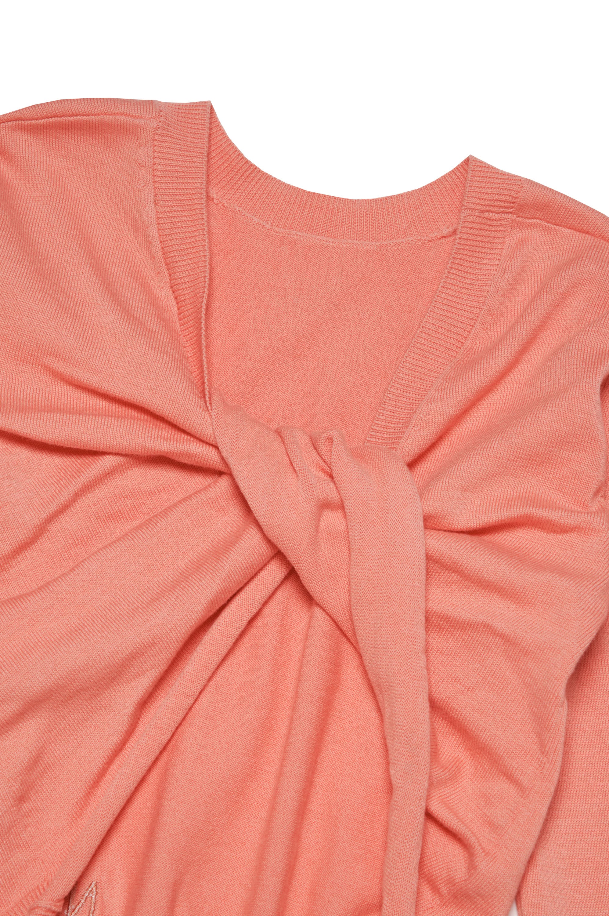 Pull à fronces en maille - Papaya