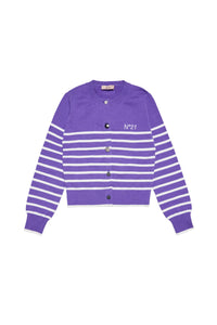 Cardigan à rayures en maille - Purple