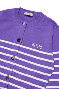 Cardigan à rayures en maille - Purple