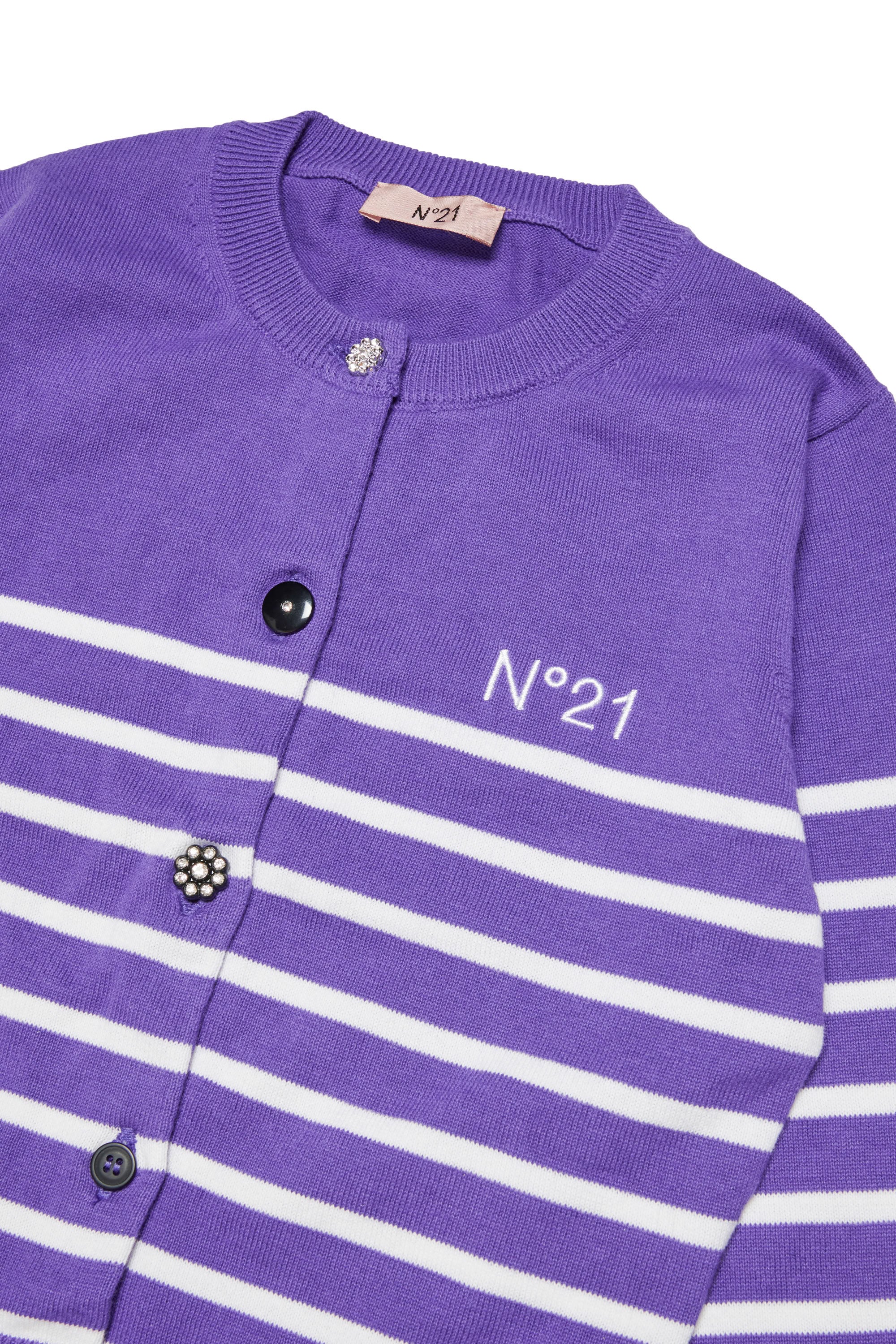 Cardigan à rayures en maille - Purple