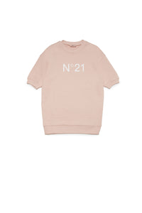 Short-sleeved dress with logo - Evening Sand Pink