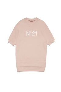 Short-sleeved dress with logo - Evening Sand Pink