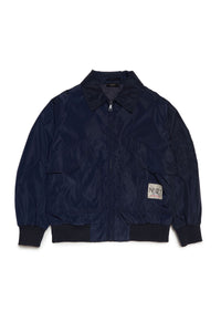 Zip bomber with logo - Navy Blue