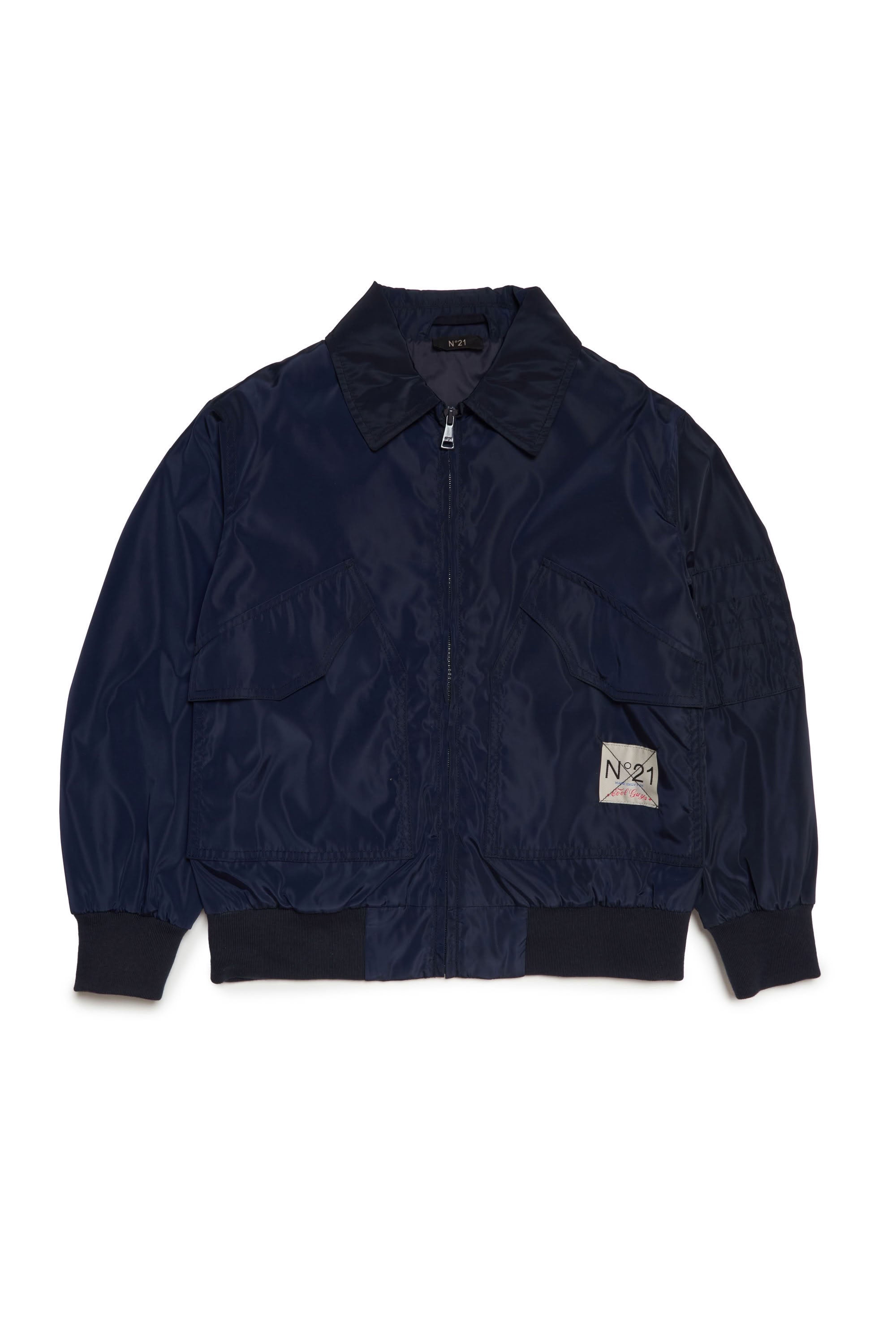 Zip bomber with logo - Navy Blue