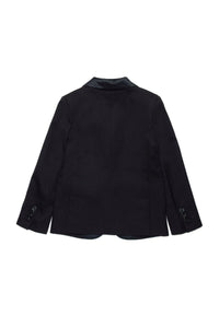 Wool button blazer - Black