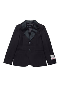 Wool button blazer - Black