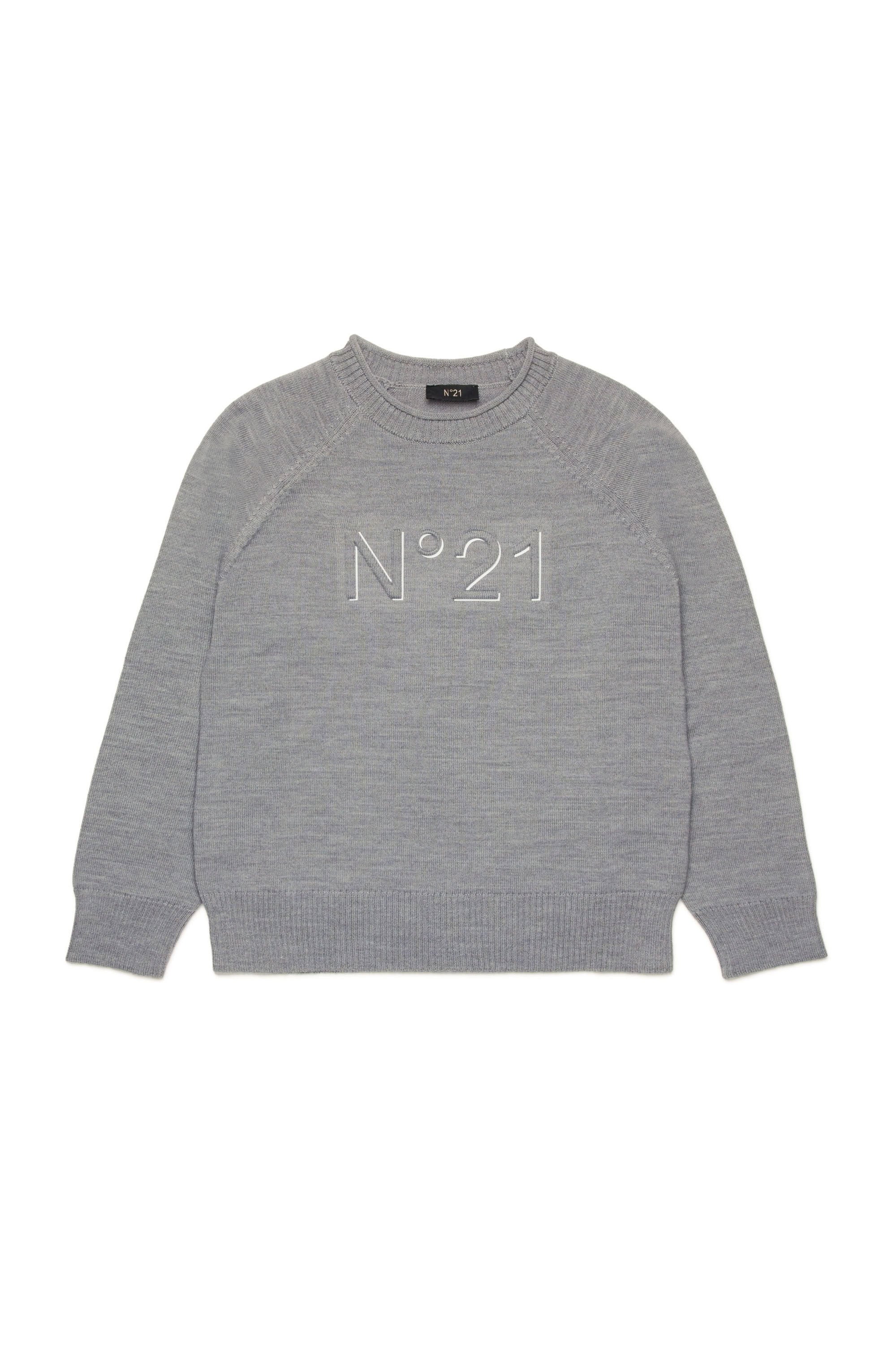 Jumper with wool logo - Medium Grey Melange
