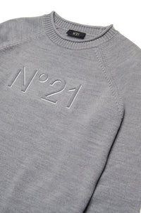 Jumper with wool logo - Medium Grey Melange