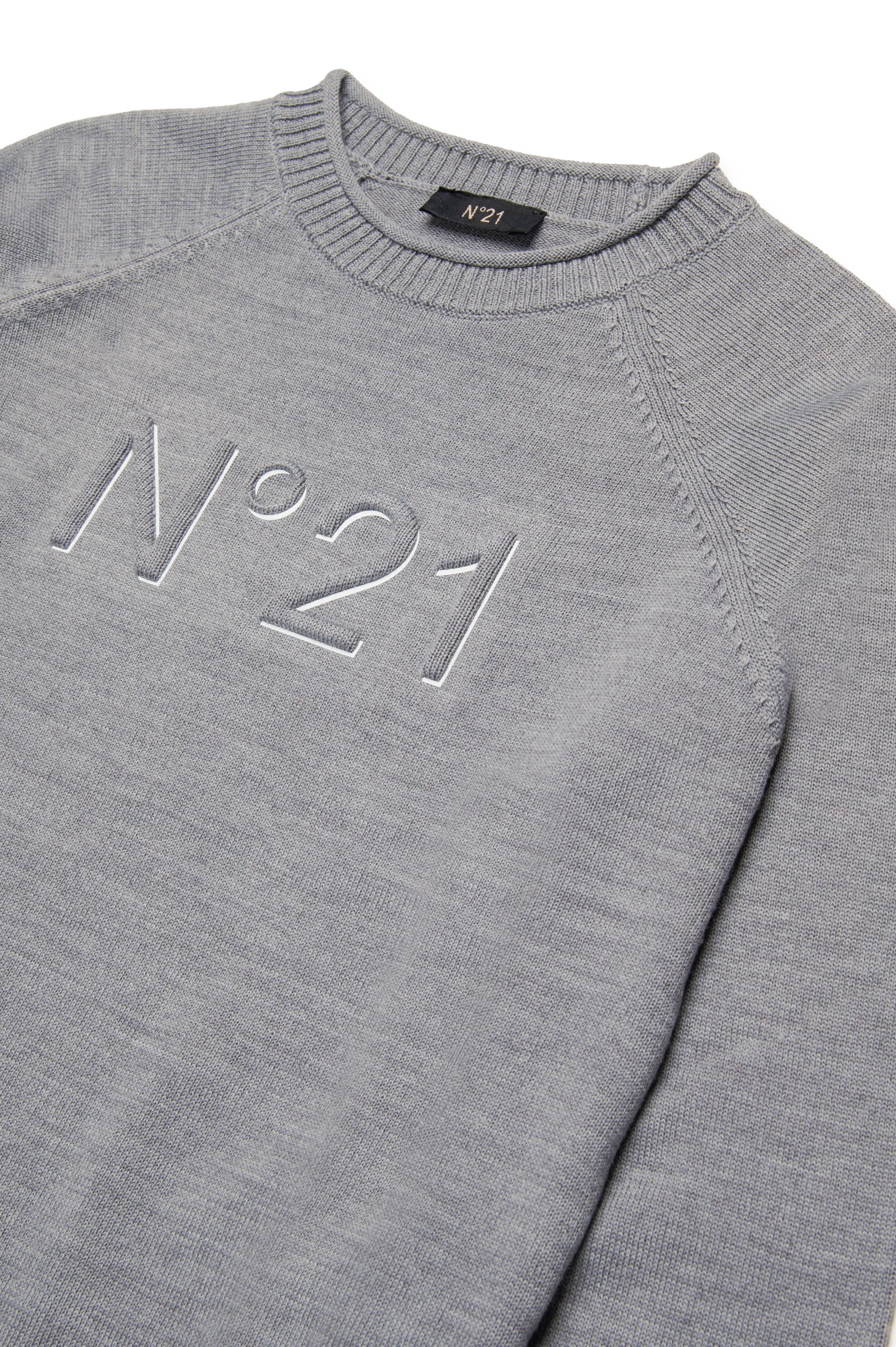 Jumper with wool logo - Medium Grey Melange