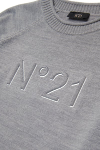 Jumper with wool logo - Medium Grey Melange