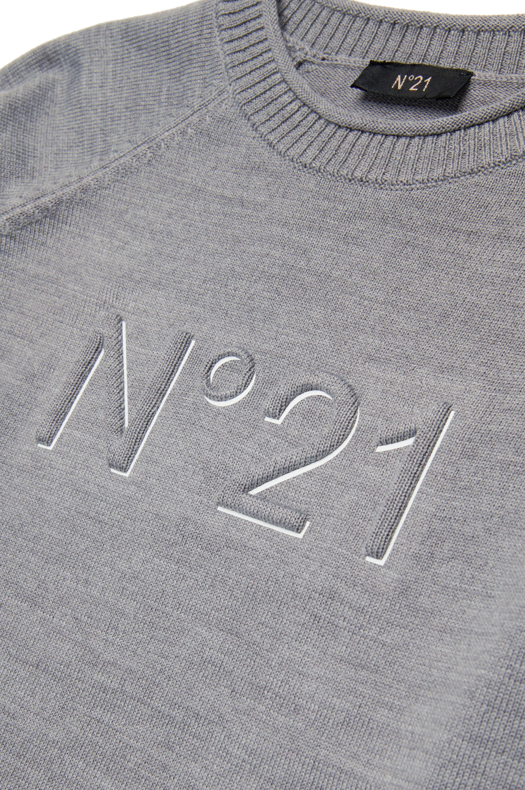 Jumper with wool logo - Medium Grey Melange