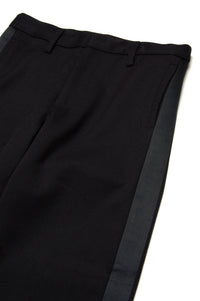 Pantalon bi-matière en laine - Black