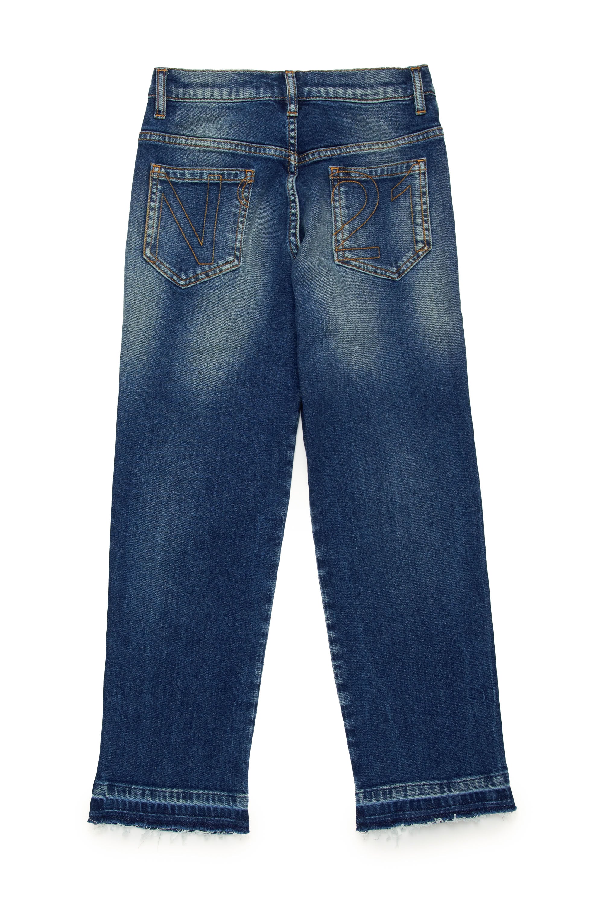 Pantalon droit délavé en denim - Blue Denim
