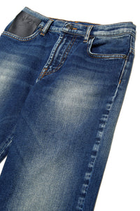 Pantalon droit délavé en denim - Blue Denim