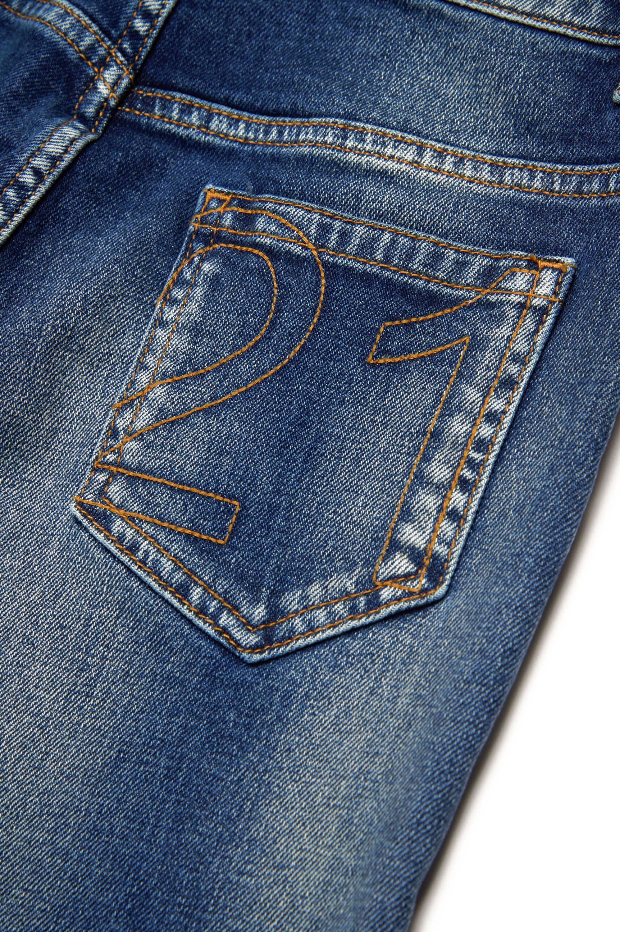 Pantalon droit délavé en denim - Blue Denim
