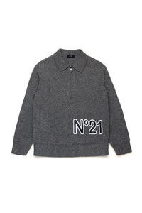 Sweatshirt with wool logo - Steel Grey