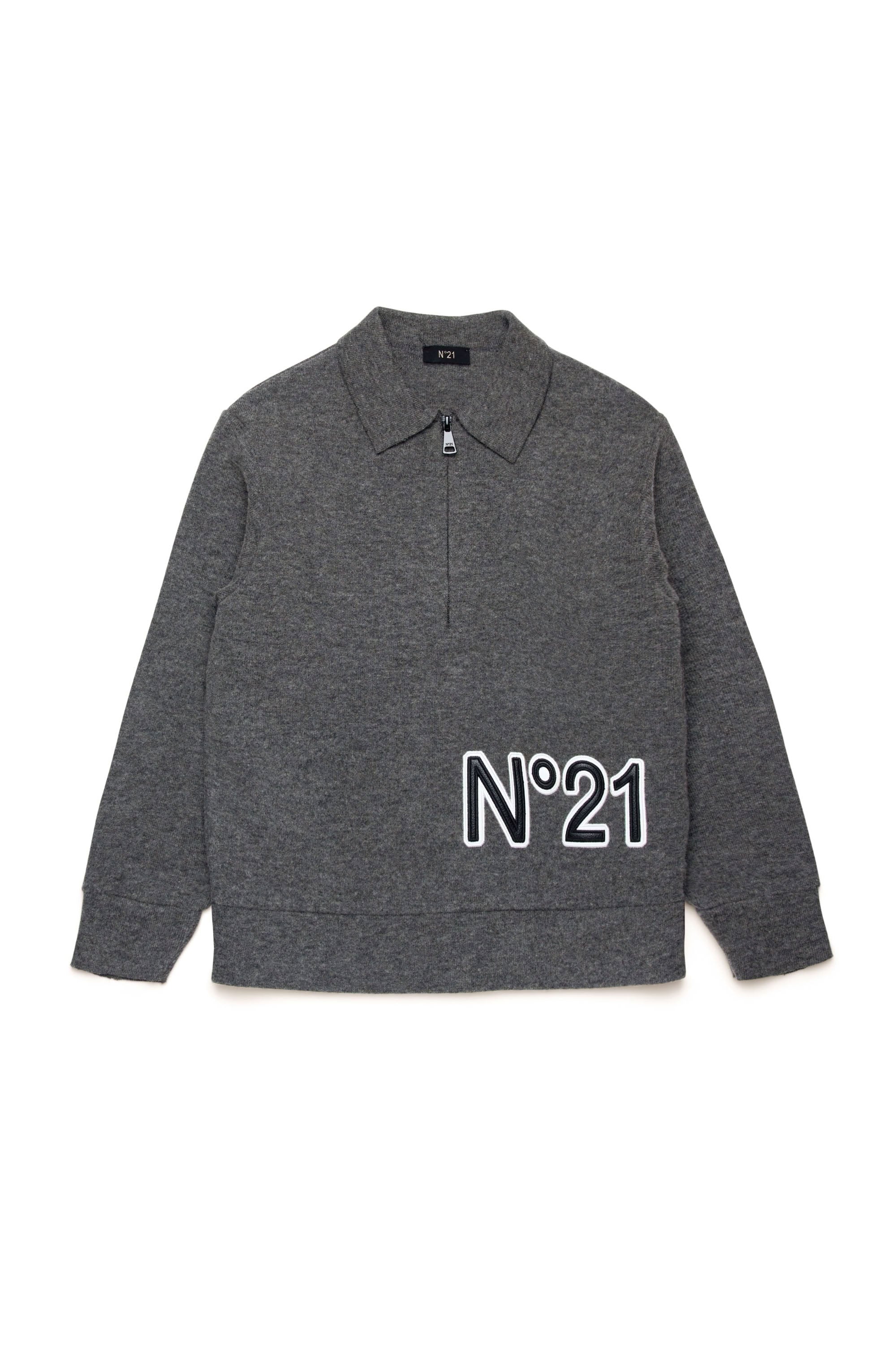 Sweatshirt with wool logo - Steel Grey