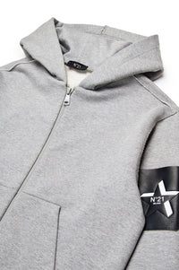 Zip hoodie with pocket - Medium Grey Melange